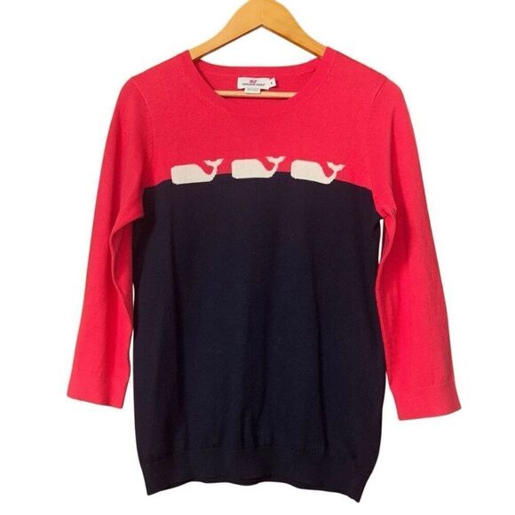 Vineyard Vines Cashmere Blend Color Block Whale Sweater Size M - Picture 1 of 11